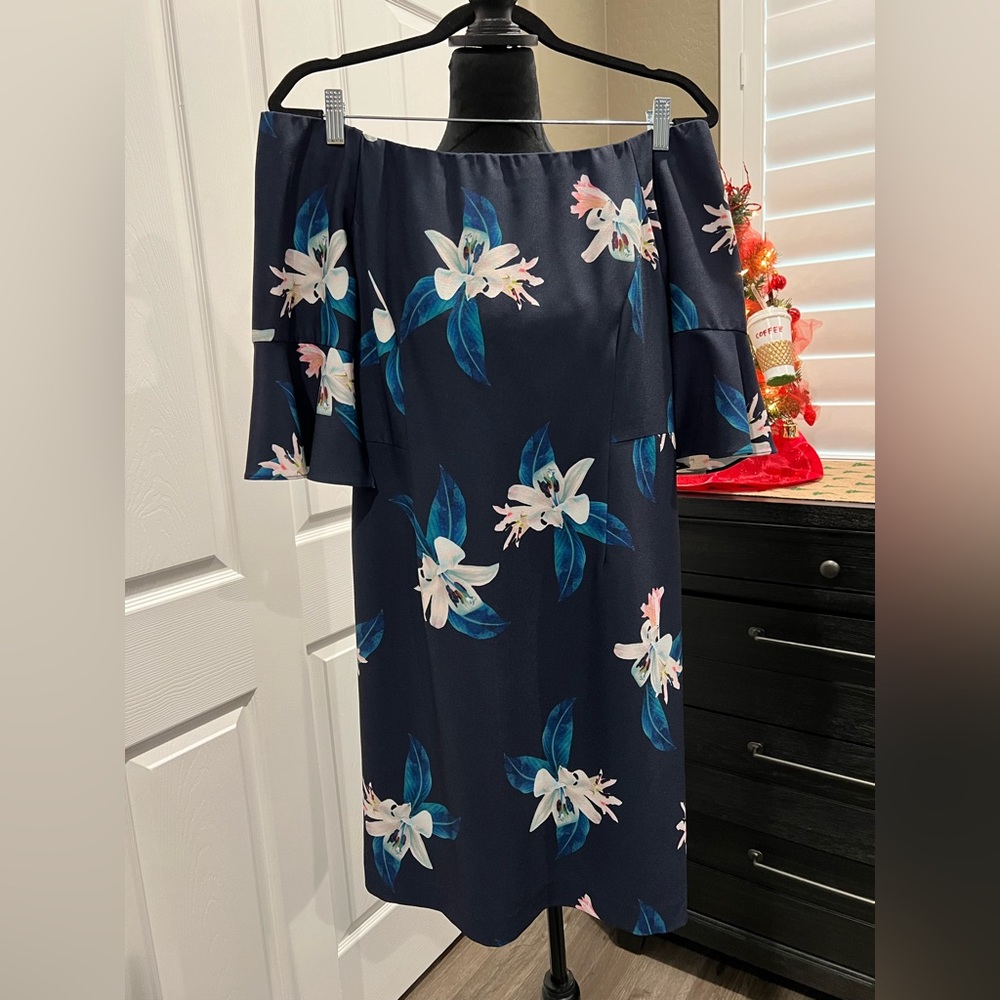 Antonio Melani off the shoulder navy floral dress 12